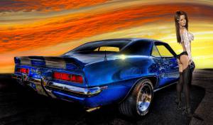    Hot Rod, girl, HDR, Muscle car