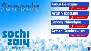    katya galsytan, arman serebrakyan, sochi, sochi 2014, armenia olympic games ...